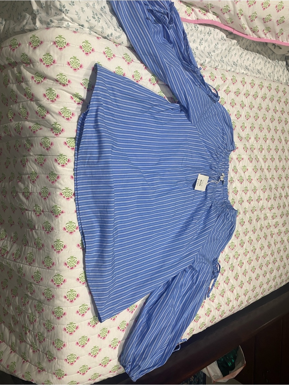 Free Assembly Blue and White Pinstripe Button-Up Shirt NWT XL